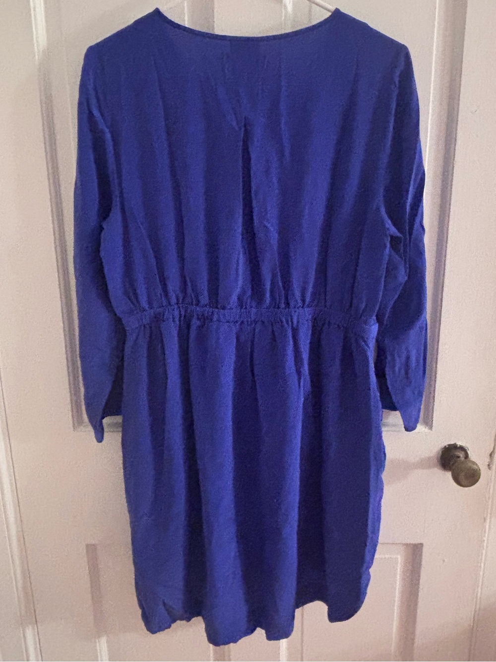 Madewell 100% Mulberry Silk Blue Fit & Flare Dress 3/4 Sleeve Women’s Size 12 - Picture 7 of 8